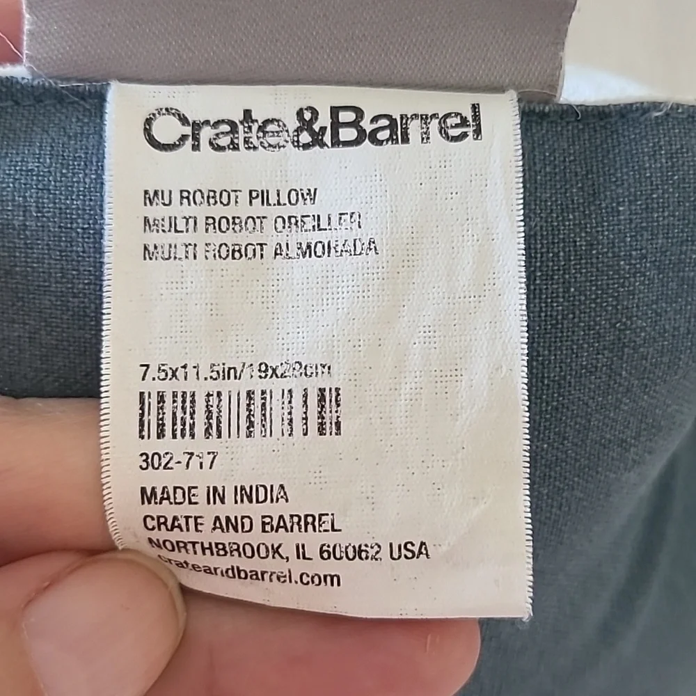 Crate And Barrel Colorful Robot Decortive Pillow